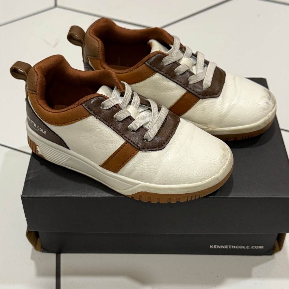 Kenneth Cole White and Brown kids boys toddler Sneakers